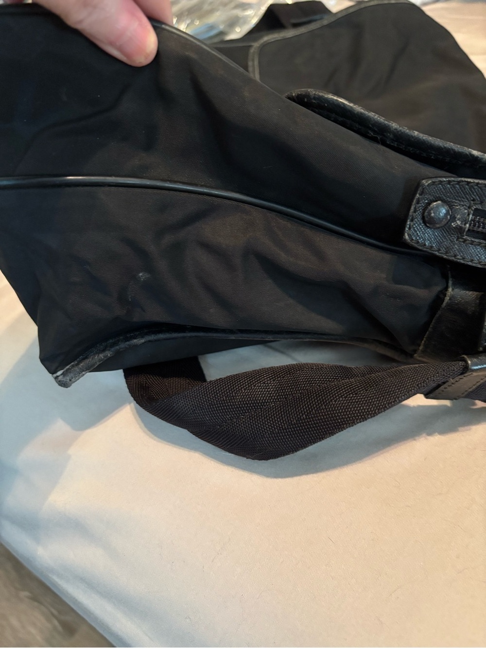 Authentic Vintage Prada Black Tessuto Nylon Double Buckle Messenger Bag - Picture 8 of 16